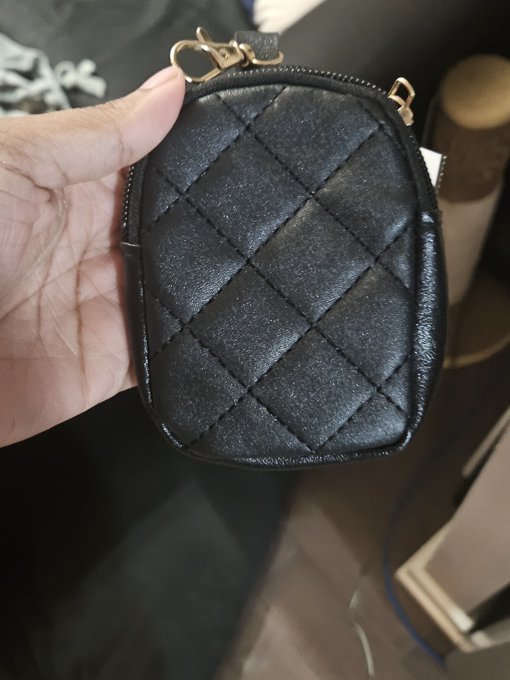 NWOT Quilted Black Mini Coin Purse /Bag Charm